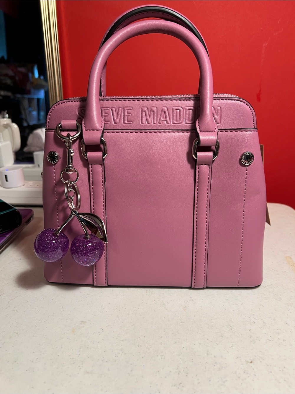 Steve Madden Pink Mini Dome Satchel with Detachable Strap I added a bag charm